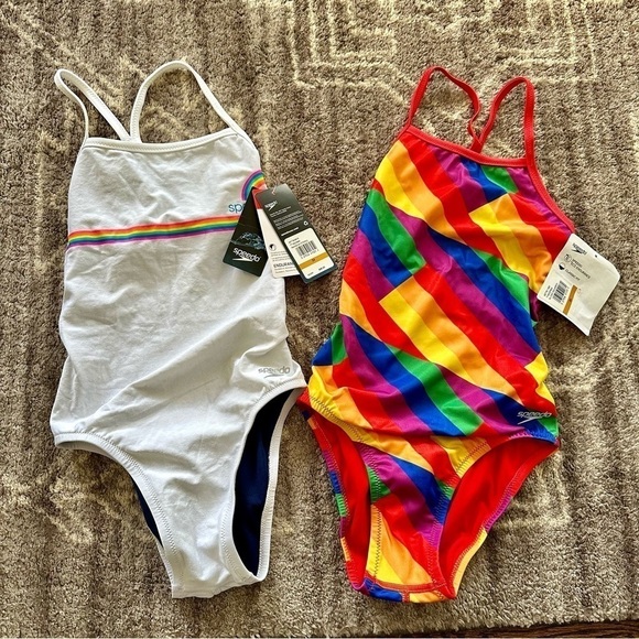 NWT Speedo Endurance One Piece Swimsuits Rainbow Pride Womens 24 - Picture 1 of 3